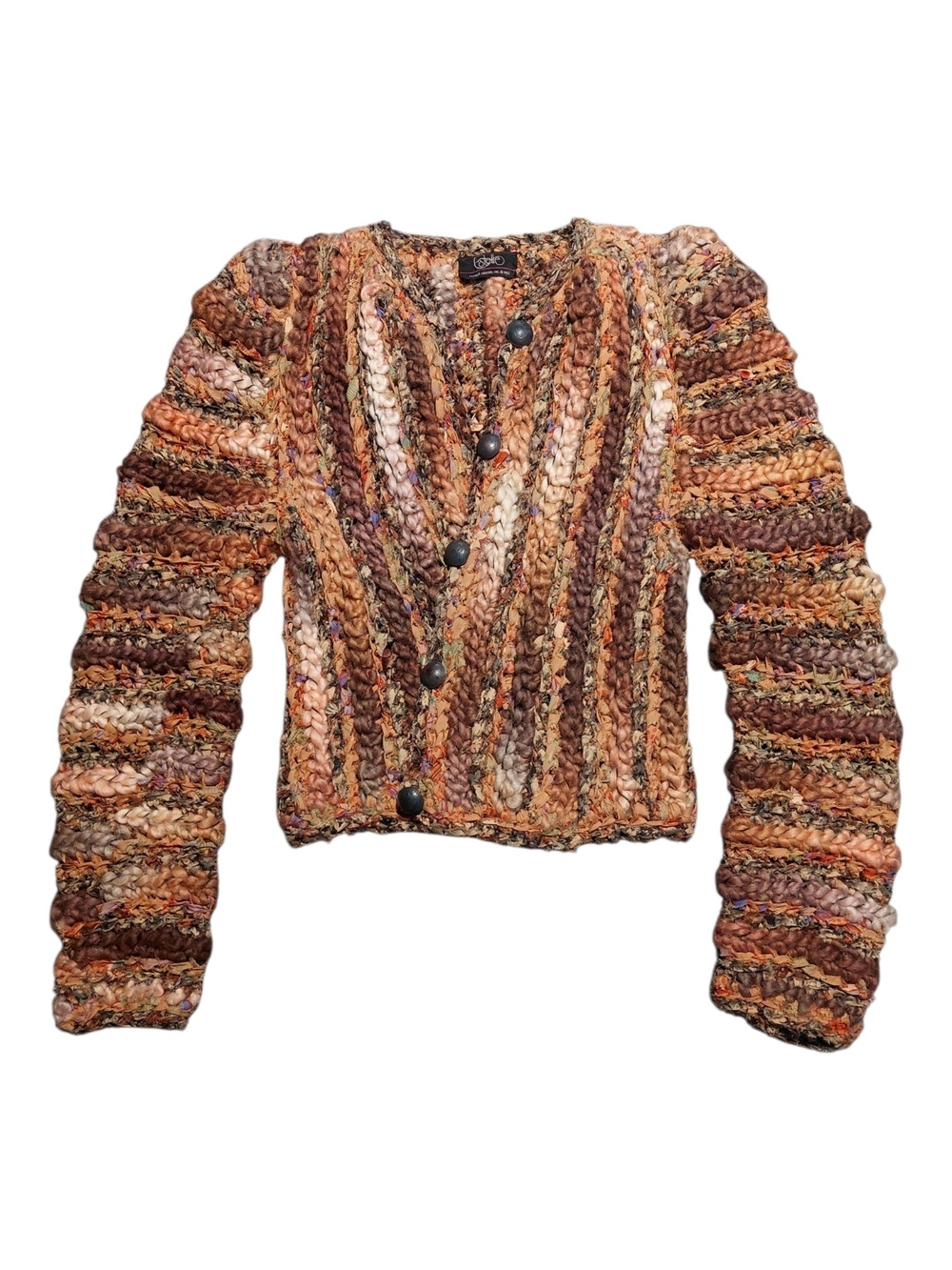 VTG 1983 Estelle Gracer Avant Garde Cardigan S Art To Wear British Coin Buttons